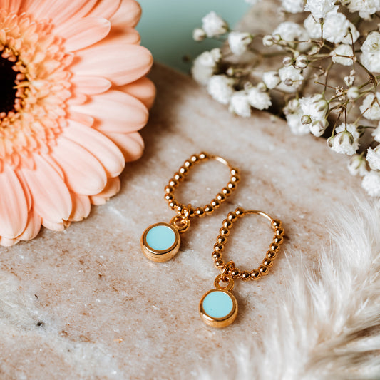 Bobble hoops with enamel charm