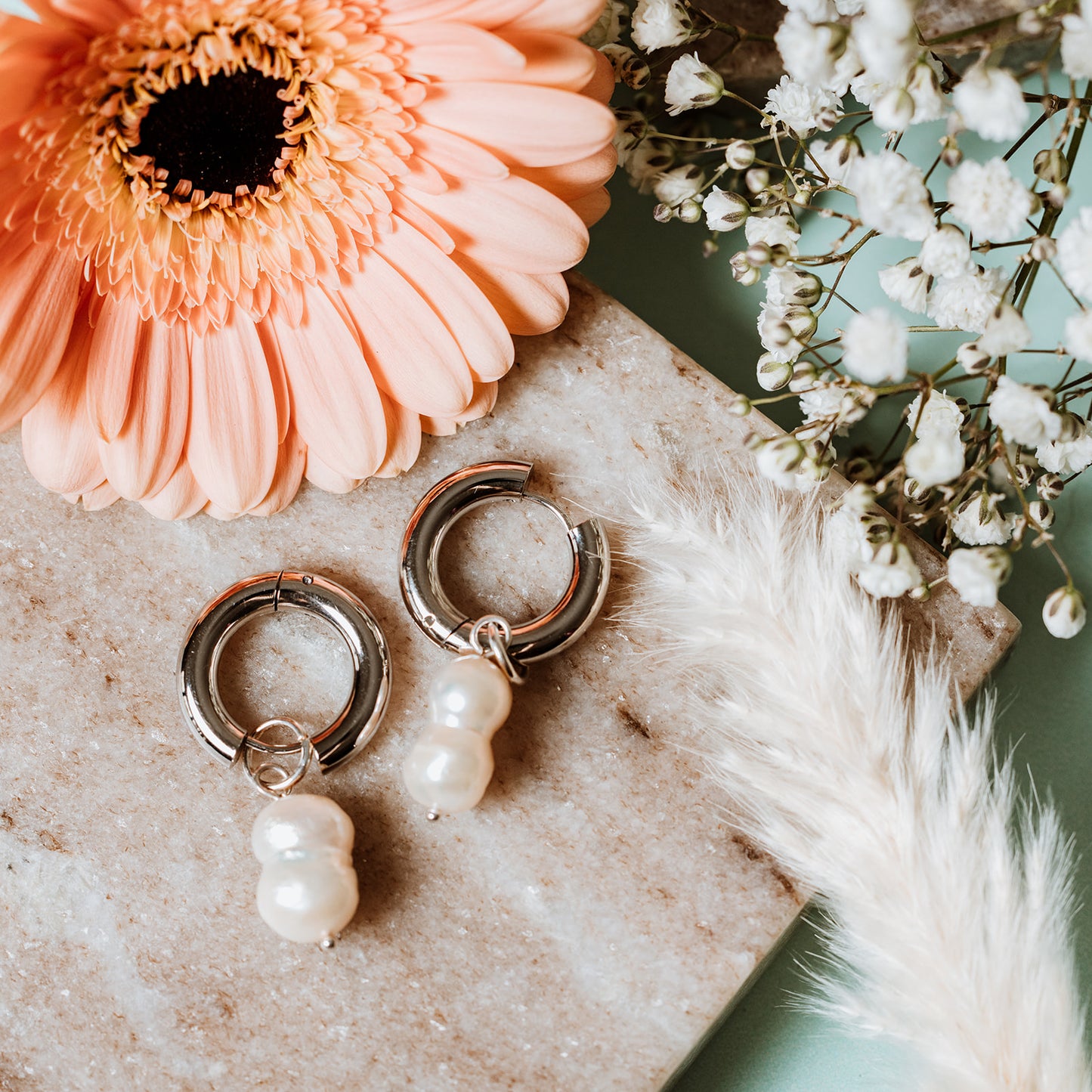 Chunky hoops with peanut pearl