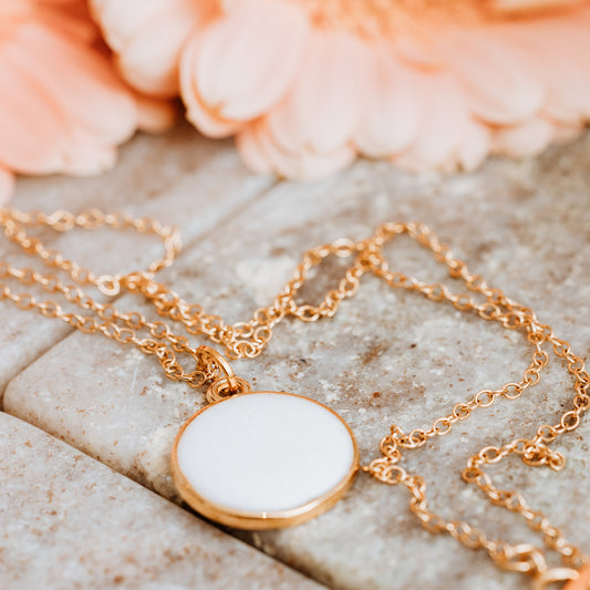 Enamel coin necklace