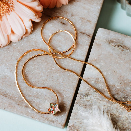 Enamelled star charm necklace