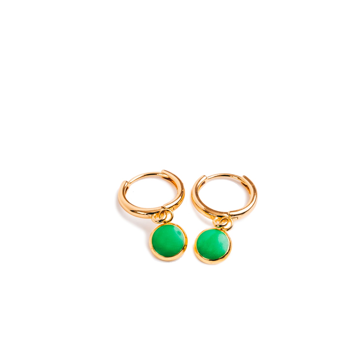 Gold Huggies with Bold Enamel Charm