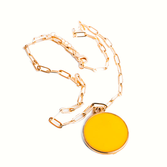 Paperclip necklace with enamel pendant