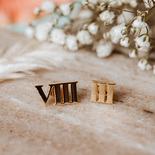 Roman numeral studs - customised
