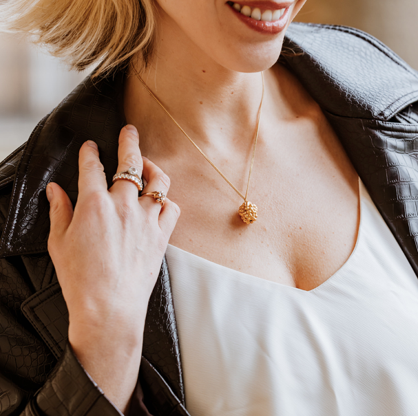 18 Carat Gold Plated Raspberry Necklace, raspberry necklace, gold necklace, fruit necklace, fashion, high fashion, London fashion week, vogue, tattler