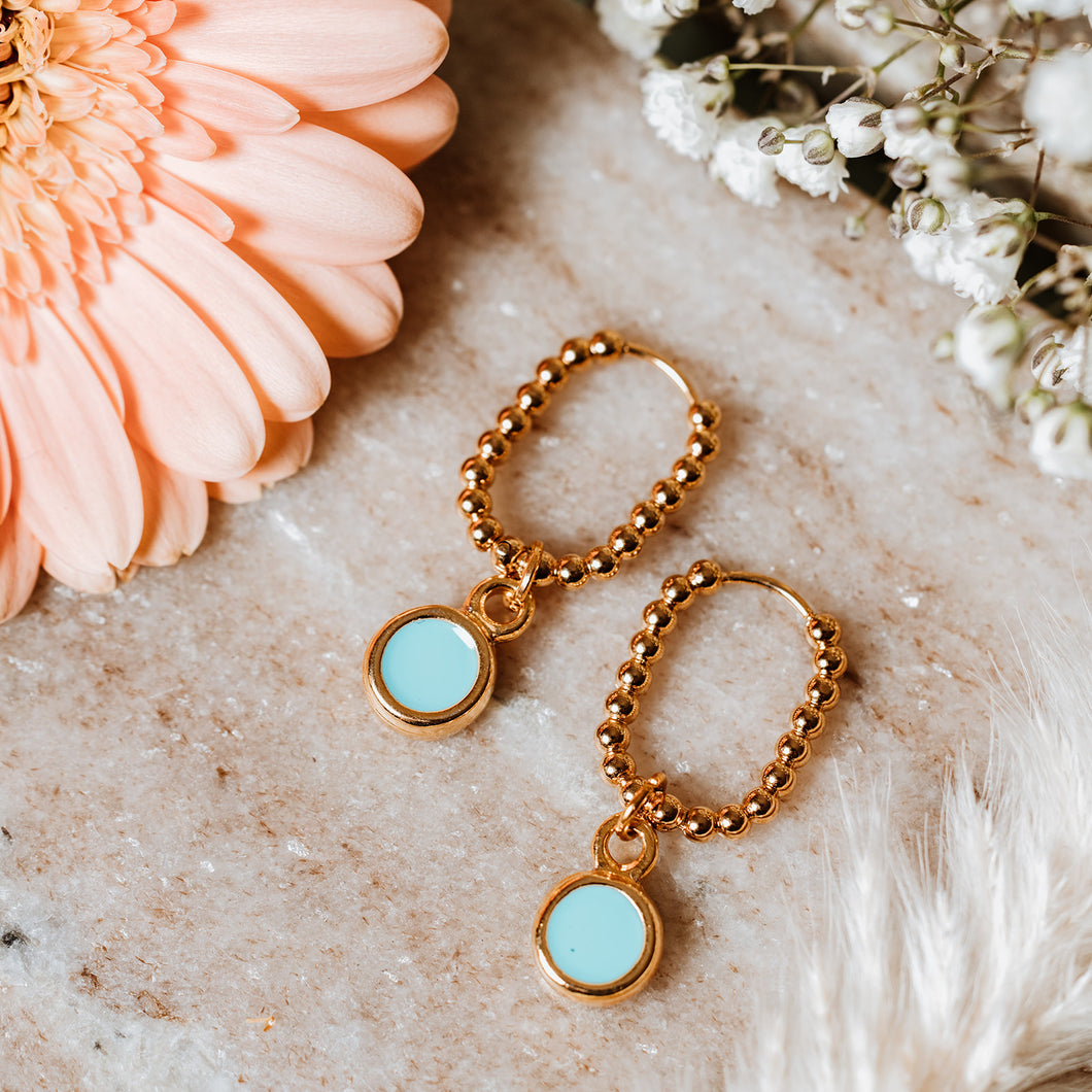 Bobble hoops with enamel charm