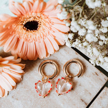 Load image into Gallery viewer, Chunky hoops with murano glass heart
