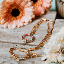Load image into Gallery viewer, Chunky link necklace with geometric enamel pendant
