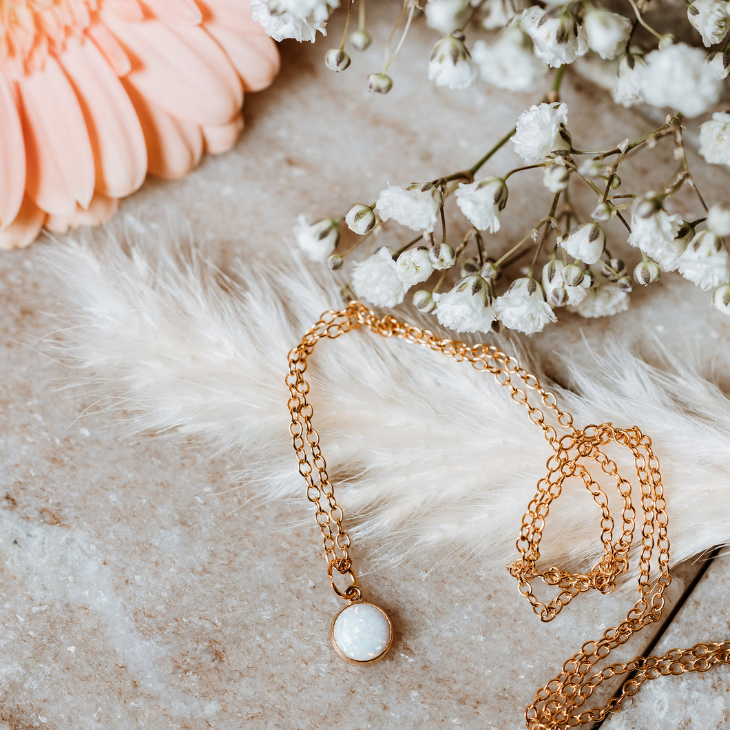 Gold opal necklace