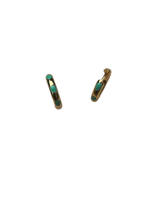 Hoops with enamel dot detail - Turquoise