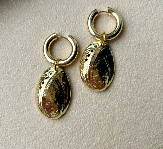 Chunky Hoops with Shell Charm