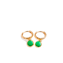 Load image into Gallery viewer, Gold Huggies with Bold Enamel Charm
