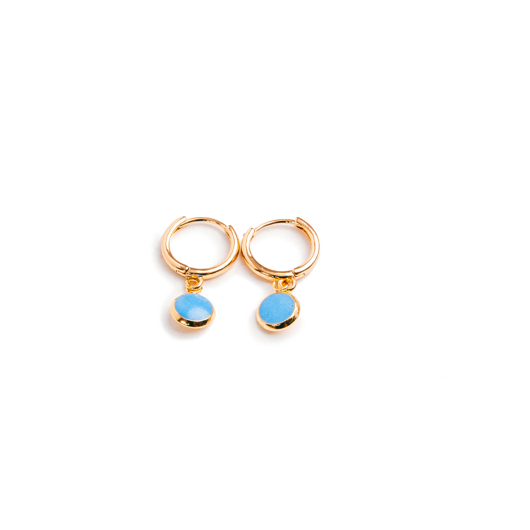 Gold Huggies with Bold Enamel Charm