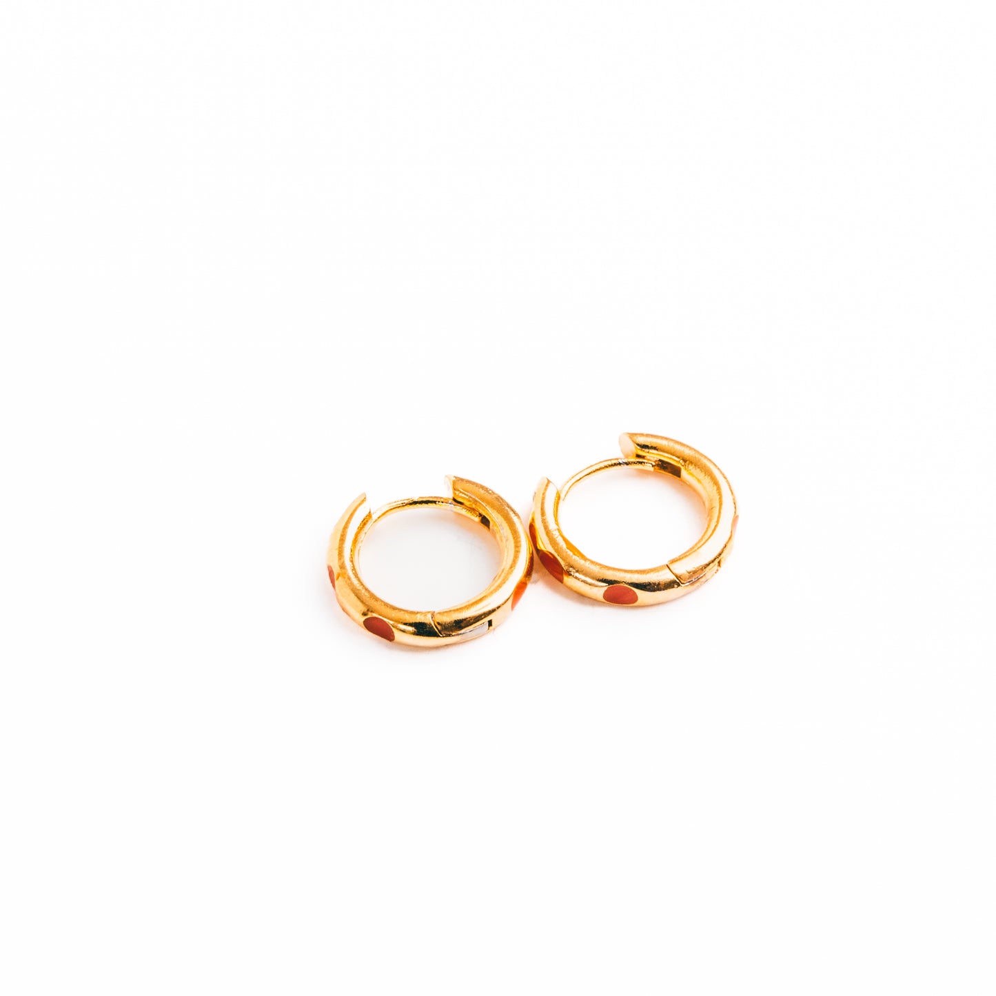 Hoops with enamel dot detail - Burnt orange