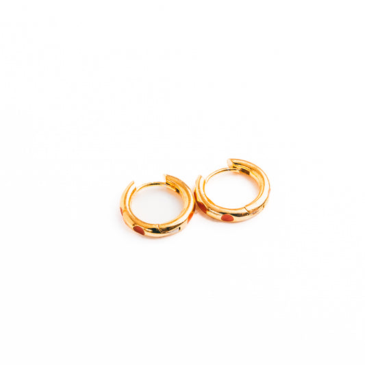 Hoops with enamel dot detail - Burnt orange