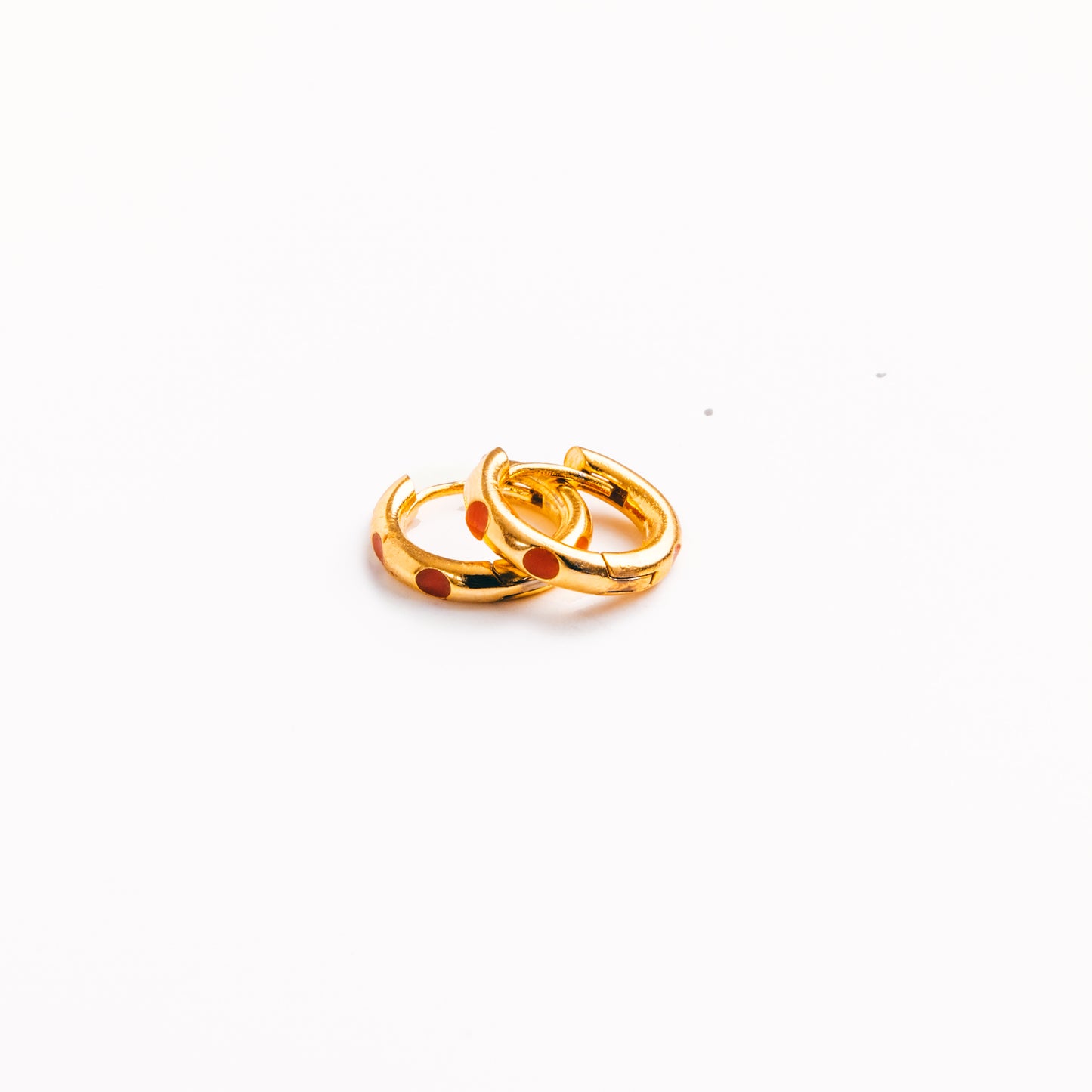 Hoops with enamel dot detail - Burnt orange