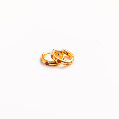 Hoops with enamel dot detail - Burnt orange