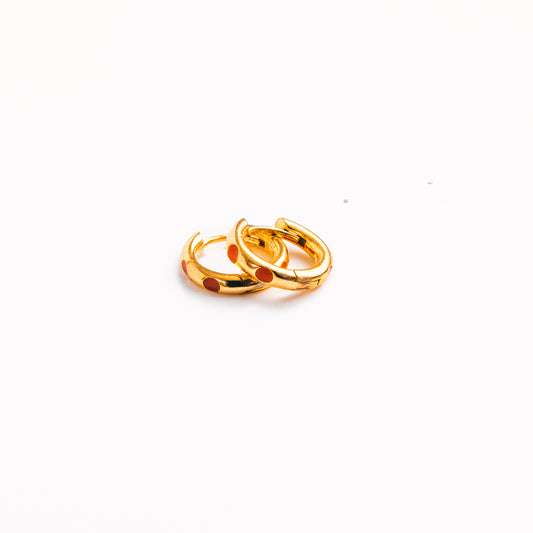 Hoops with enamel dot detail - Burnt orange