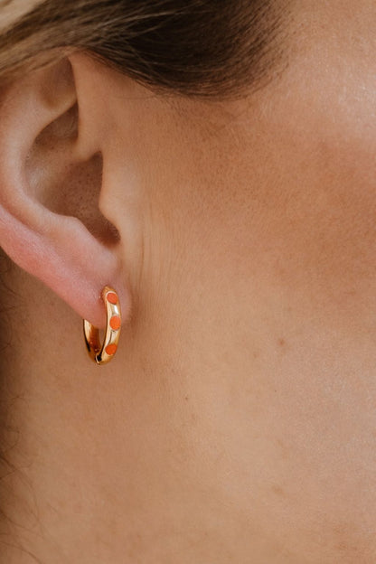 Hoops with enamel dot detail - Burnt orange