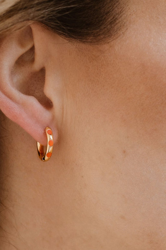 Hoops with enamel dot detail - Burnt orange