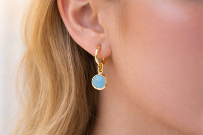 Gold Huggies with Bold Enamel Charm
