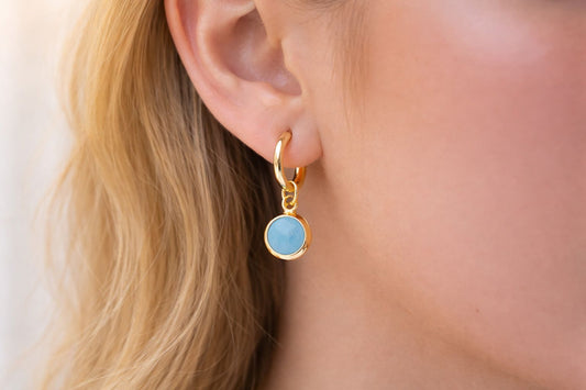 Gold Huggies with Bold Enamel Charm