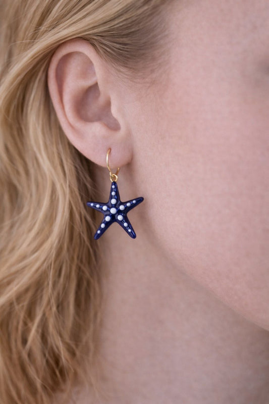 Starfish hoops - blue and white